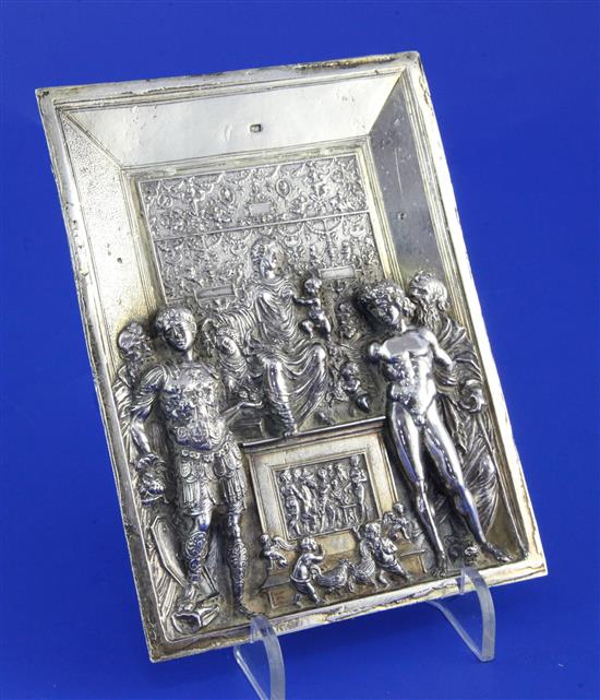 An electrotype rectangular panel depicting The Sacred Conversation in relief, after Galeazzo Mondella, 5.5in.